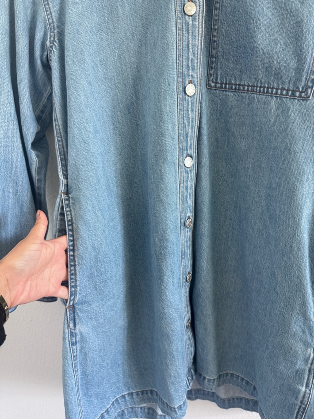 ✨ Madewell Denim Button-Front Mini Shirt Dress Blue ✨ Size S - Picture 6 of 9